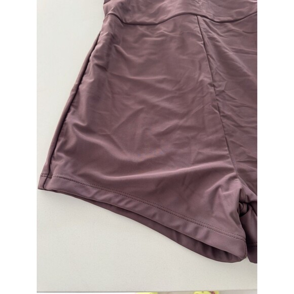 short romper Scoop Neck Sleeveless Active padded lined Gym Yoga Playsuit brown M - Picture 7 of 12